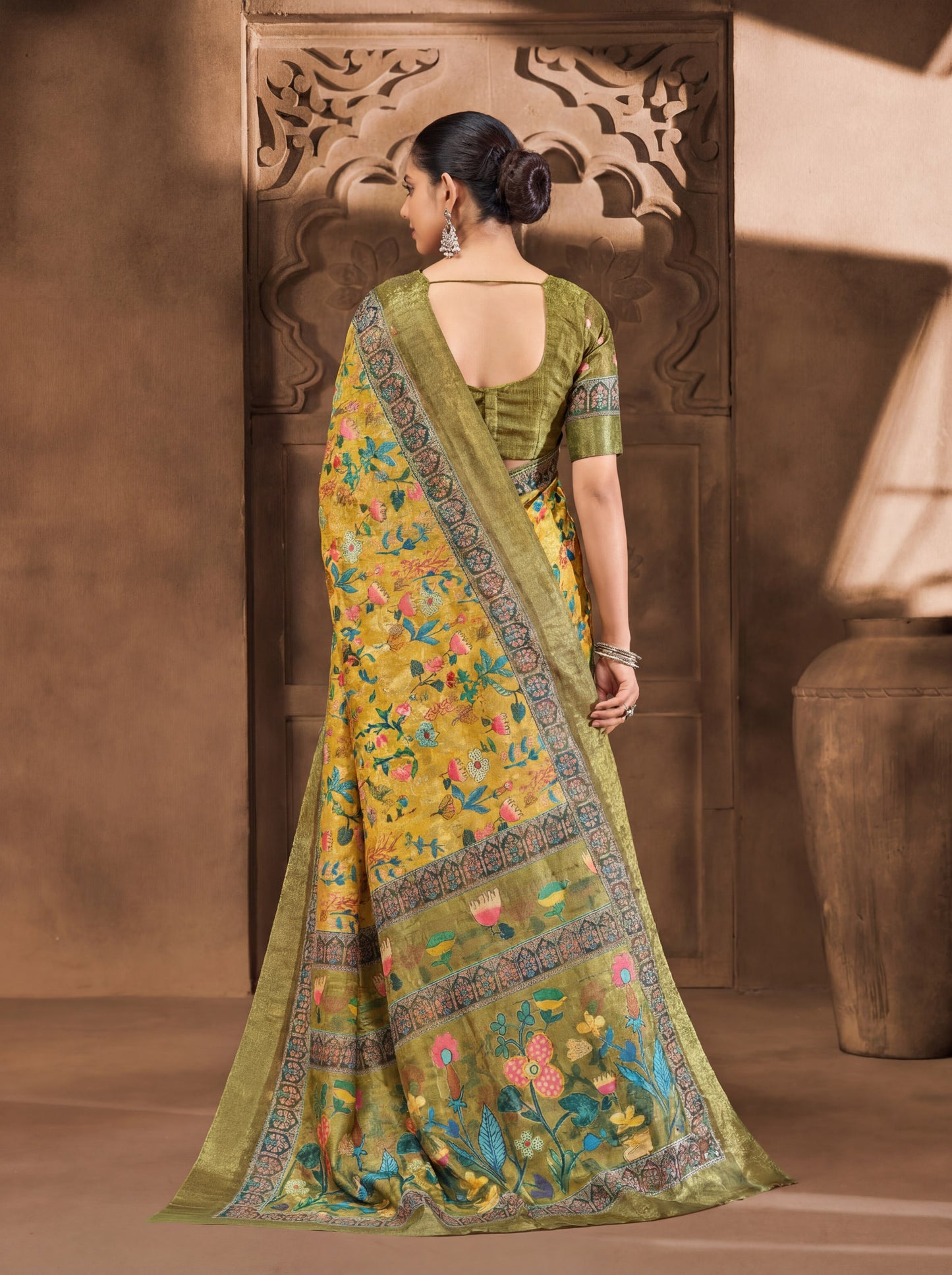 Devsena – Yellow Silk Digital Print Saree
