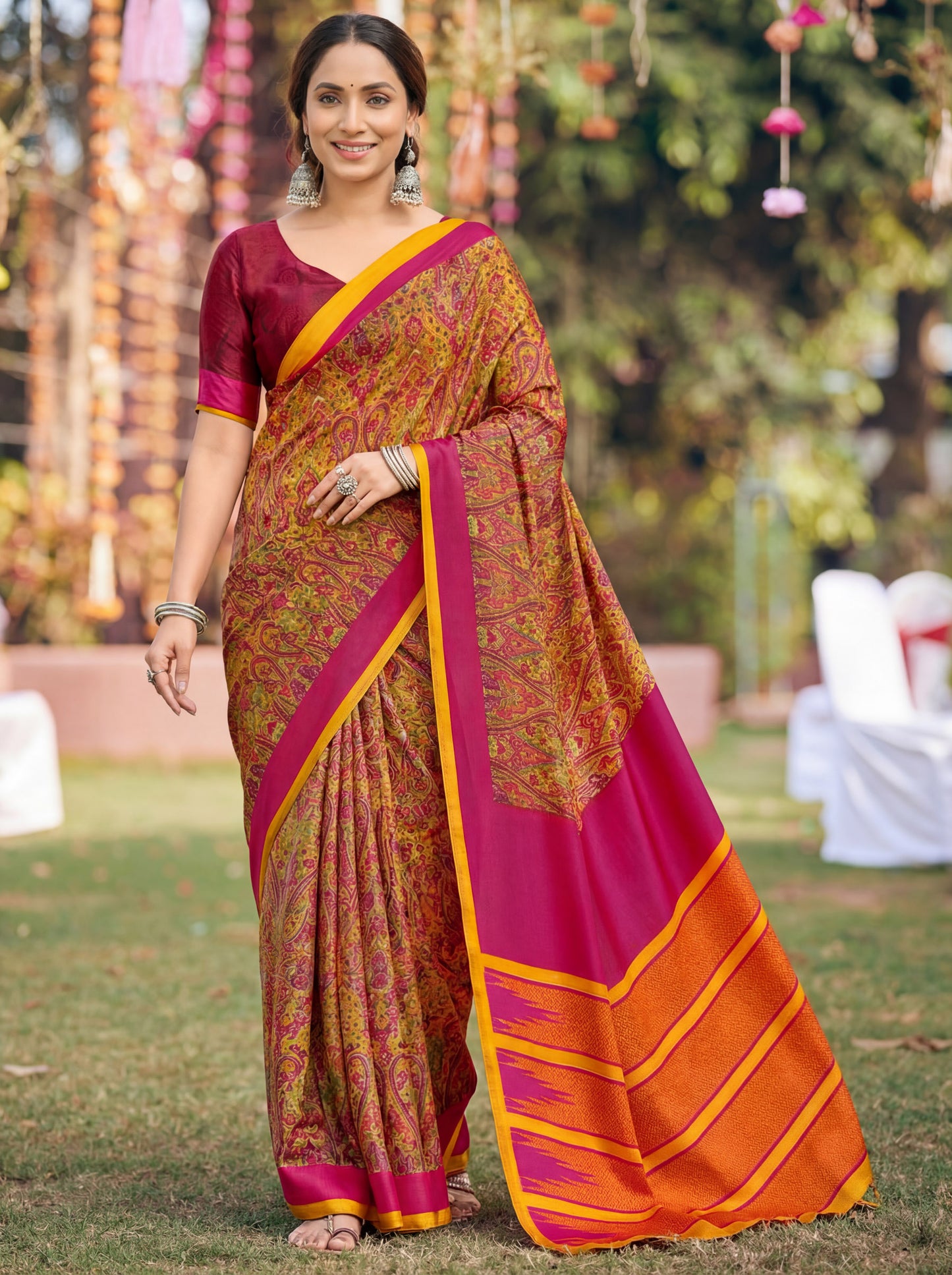 Rajkala - Multicolor Printed Crepe Silk Saree