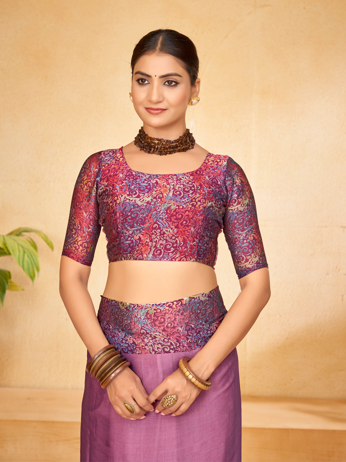 Ekvarna - Lavender Printed Chiffon Saree