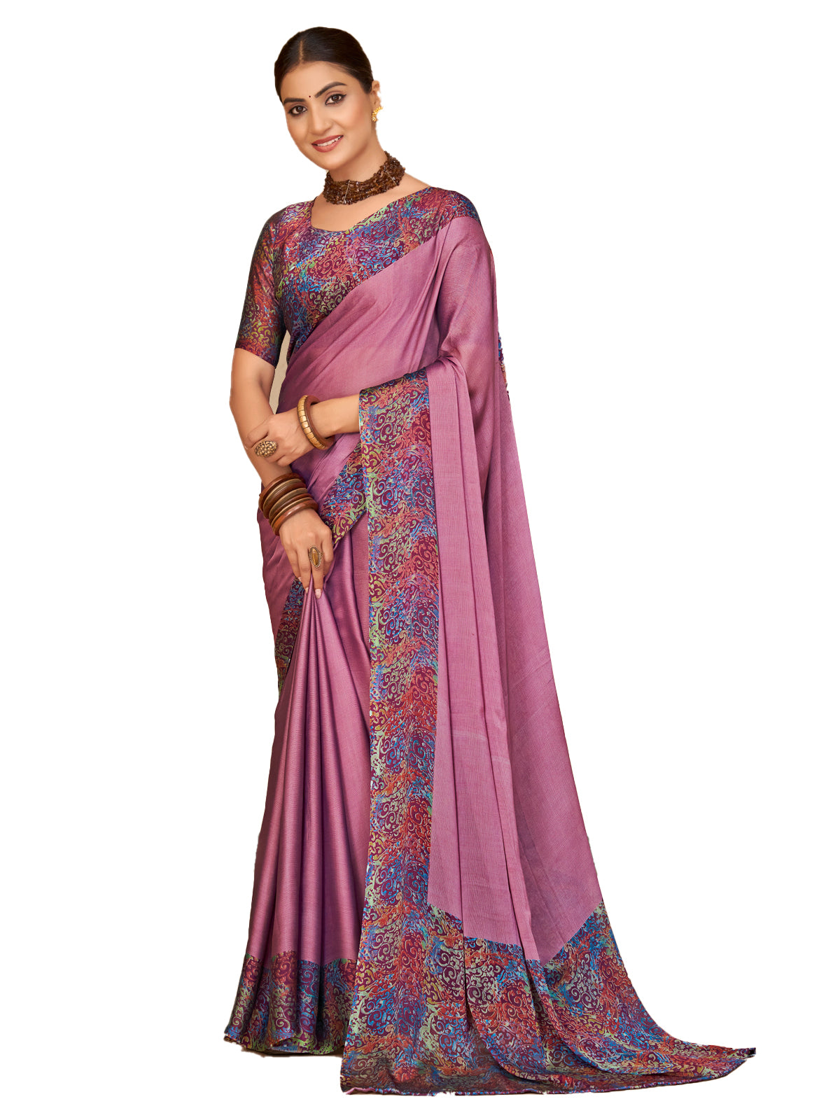 Ekvarna - Lavender Printed Chiffon Saree